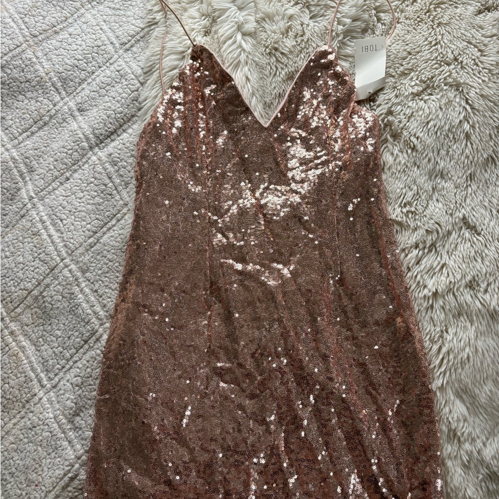 Rose Gold Sequin Mini Dress